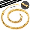 thumbnail image 5 of ChainsHouse 14k Gold Plated Chain Link Necklace for Men Women 4mm Flat Franco Curb Chains Jewelry Gift, 18 inch, 5 of 8
