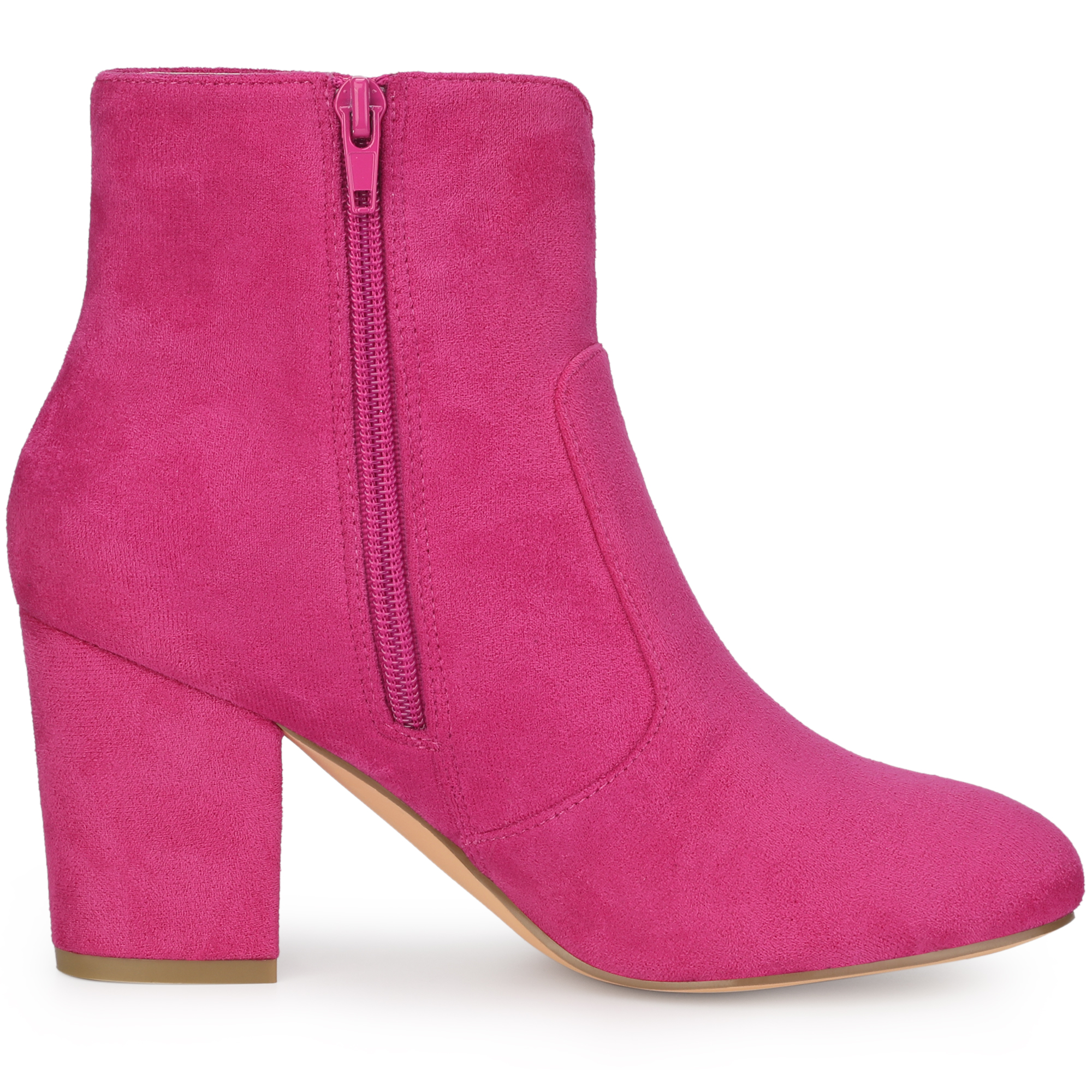 DARING DIVA Stylish Heel Round Toe and Chunky Heels Boots Hot Pink 7