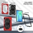 thumbnail image 3 of Heavy Duty Shockproof Case for Samsung Galaxy Tab S10 FE , Galaxy Tab S9 FE , Galaxy Tab S9,Anti drop silicone+PC Layer Protective Case 360 ° Rotating Handle Stand ,Shoulder Strap,Red, 3 of 9