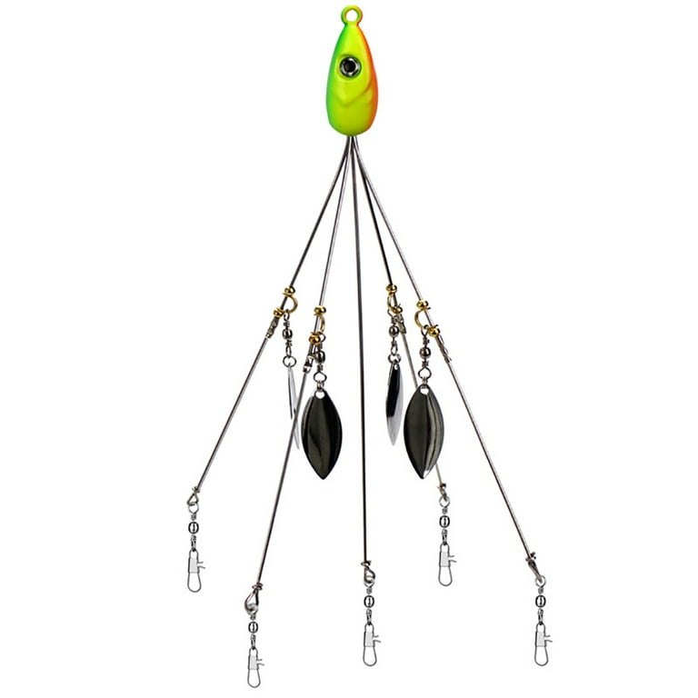 1Pc Freshwater Bass Fishing Lures Accessories 5 Arms Alabama Umbrella Rigs  with Barrel Swivels Ultralight Rigs Jigs for Trout Samlon Pike Musky  Walleye Salmon Perch Saltwater 