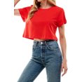 thumbnail image 6 of Women's Boxy Crop Top Round Neck Short Sleeve Casual 100% Cotton Cropped Tee T-Shirt (Large, Red), 6 of 7