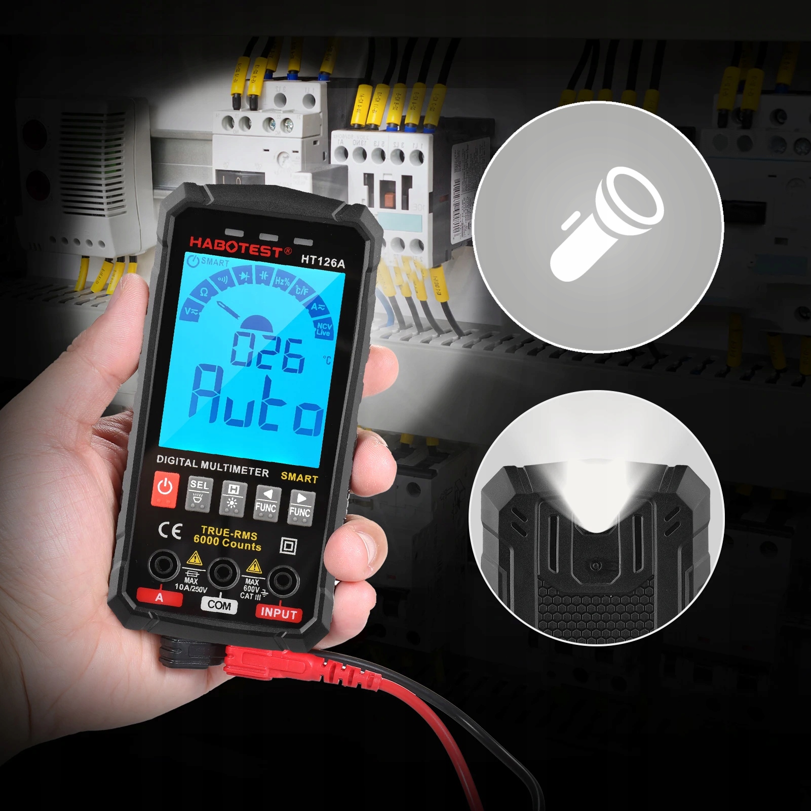 ANENG Smart Charging Multimeter with Touchscreen and Red Digits