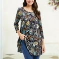 thumbnail image 5 of ENMAIN Women's Plus Size Tunic Tops 3/4 Sleeve Dressy Blouses Casual Paisley Floral Swing Shirts, 5 of 8