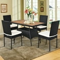 thumbnail image 1 of Costway 5 PCS Patio Rattan Furniture Set Wood Top Table Cushioned Chairs Garden Yard Deck, 1 of 10