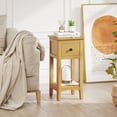 thumbnail image 4 of Gymax 2PCS Nightstand 3-Tier Bedside Table w/ Open Storage Shelf & Narrow Side Table Natural, 4 of 7