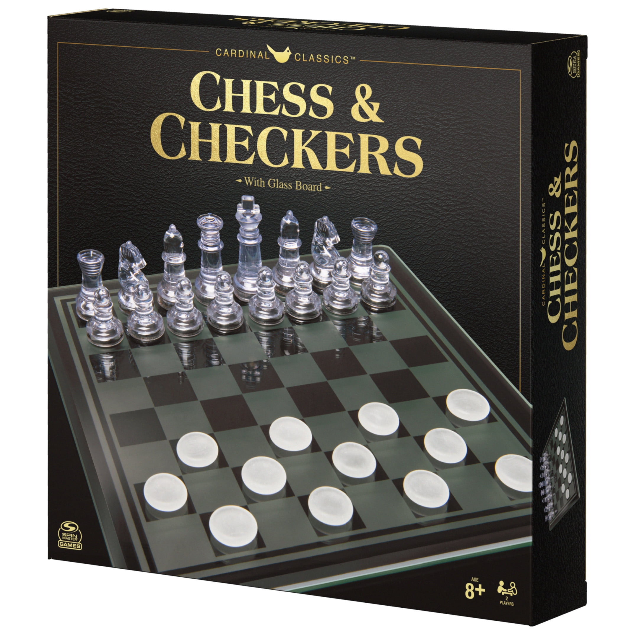 Spin Master Games, Clear Chess and Checkers Set with Glass Gameboard, for Ages 8+