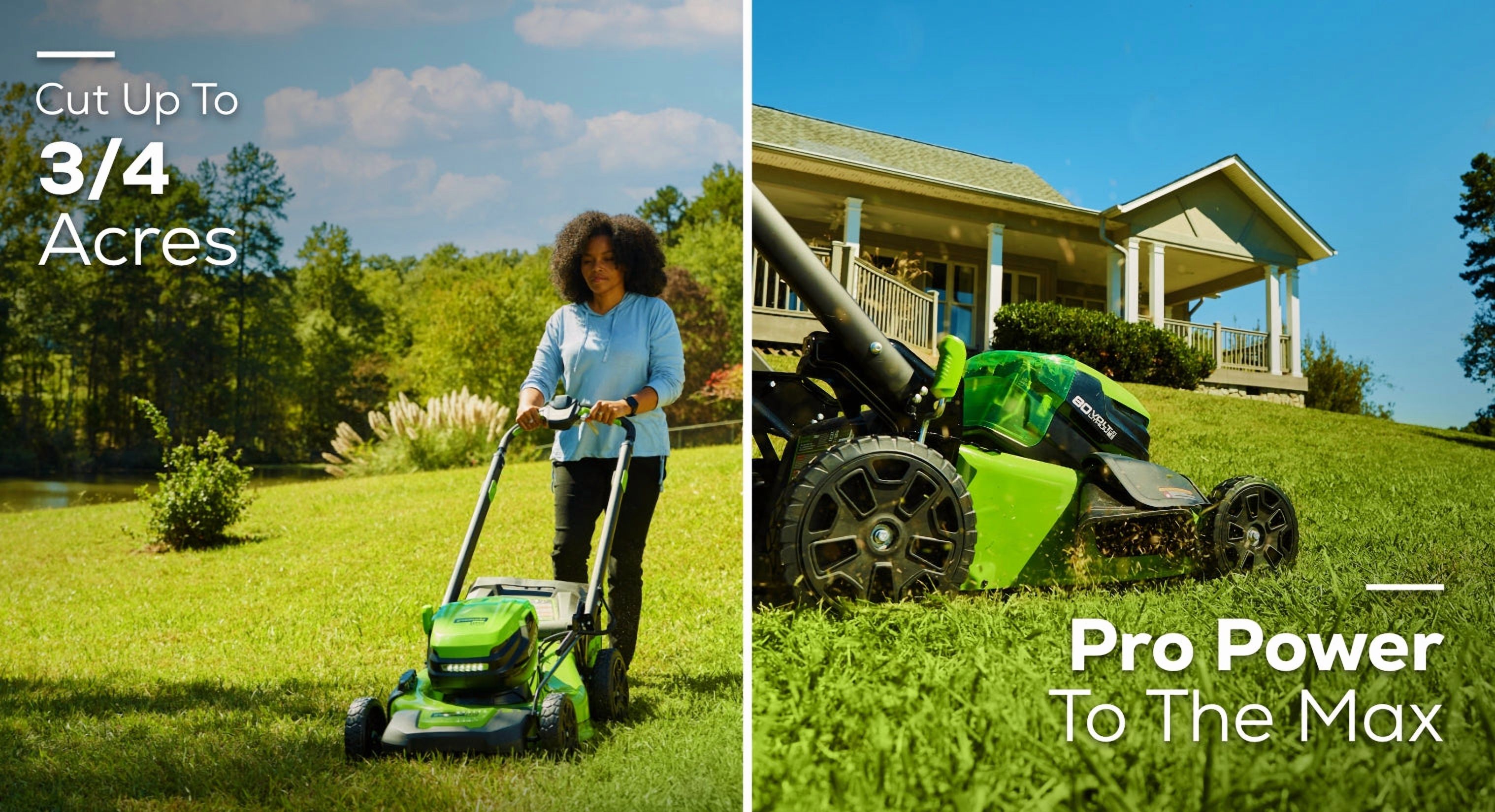 Greenworks 80V 21" Cordless Battery 4-in-1 Self-Propelled Lawn Mower with 4.0Ah, 2.0Ah Battery & Rapid Charger