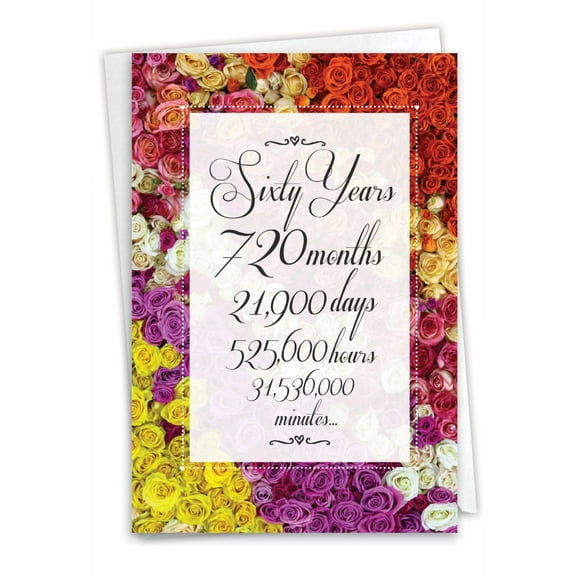 1 Funny Anniversary Card with Envelope - Time Count MIlestones 60 C9093MAG
