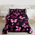 thumbnail image 3 of Manfei Cartoon Butterfly Child Full Size Comforter Sets, Neon Black Pink Bedding Comforter Set, Cute Dreamy Animal Reversible Bedding Sets, Breathable Home Decor, 3 Pieces, 3 of 9