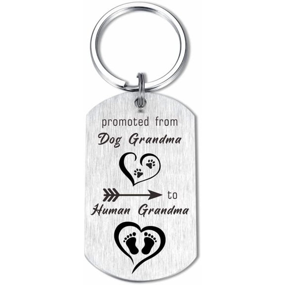 Promoted from Dog Grandma to Human Grandma Gifts, Soon to be Grandmother Mothers Day Keychain, Future Grandmother First Time Gift