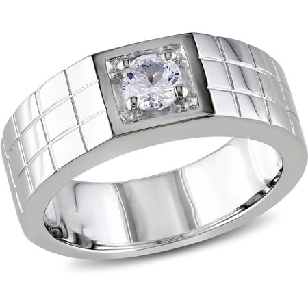 Miabella Men's 1/3 Carat T.G.W. Created White Sapphire Sterling Silver Fashion Ring