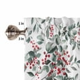 thumbnail image 5 of Berry Watercolor Leaf Kitchen Curtains and Valances Set, Christmas Winter Xmas White Background Rod Pocket Window Valance Window Curtain Panels for Living Room Bedroom Laundry, 27.5x36in, 3 Pieces, 5 of 7