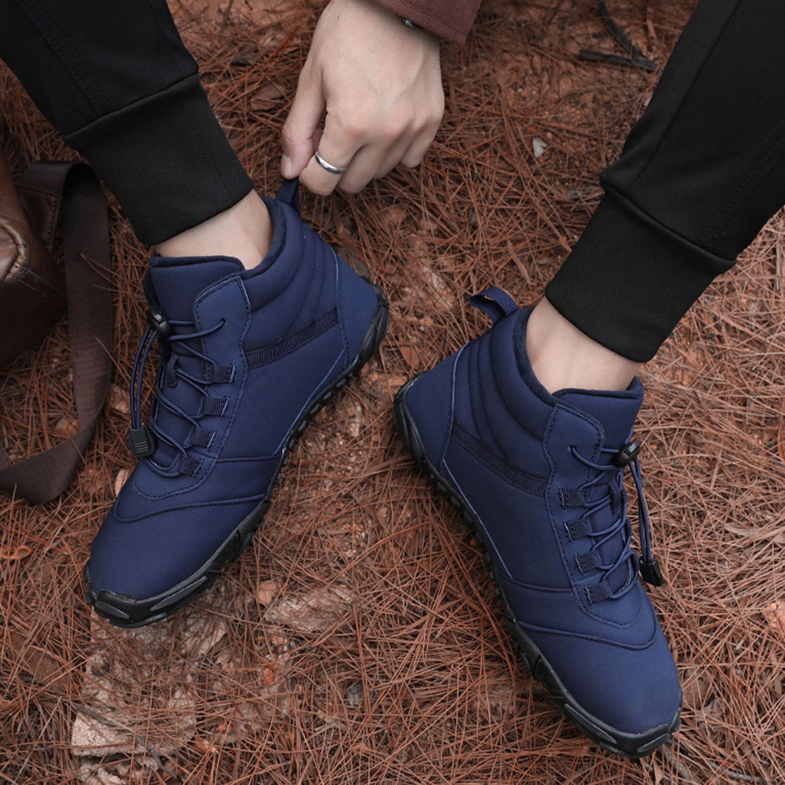 hopeusnice Winter Barefoot Shoes for Women Waterproof Running Shoes Hiking Shoes Toe Shoes High Warm and Non-Slip Boots Blue 39