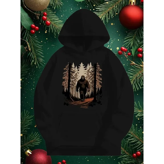 PNW Sasquatch Pine Tree Graphic Zip Up Jacket Full Zip Hoodie Shirt for Men & Women, up to Size 5XL