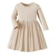 thumbnail image 1 of Odeerbi Vestido de Manga Larga de Punto Elástico Para Niñas Vestido de Color Sólido En Línea A Para Niños, 1 of 9