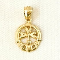 14k Yellow Gold Irish Claddagh Pendant