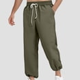 thumbnail image 2 of JTieacloth Mens Casual Stretch Chino Pant Men's Casual Pants Loose Fit Elastic Comfortable Summer Autumn Tapered Ankle Joggers For Daily Wear With Pure Color Design Green, 2 of 5