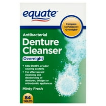 Equate Overnight Effervescent Antibacterial Denture Cleanser Tablets, 84 Count