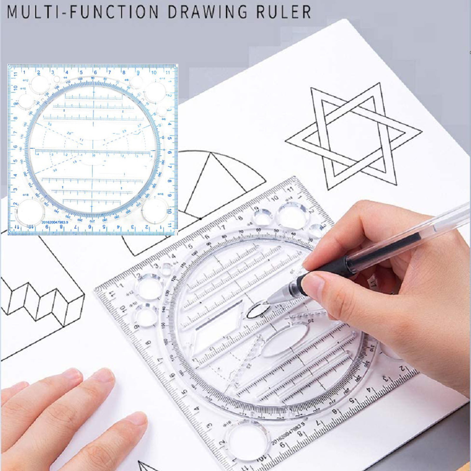 Kaleidoscope Geometric Function Multifunctional Fast Drawing Measuring Ruler New 