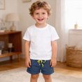 thumbnail image 2 of KPOPLK Toddler Boy Shorts Kids Cotton Shorts Casual Elastic Waist with Drawstring Clothes for Summer 1-12Years Size 18-24 Months,Navy, 2 of 5