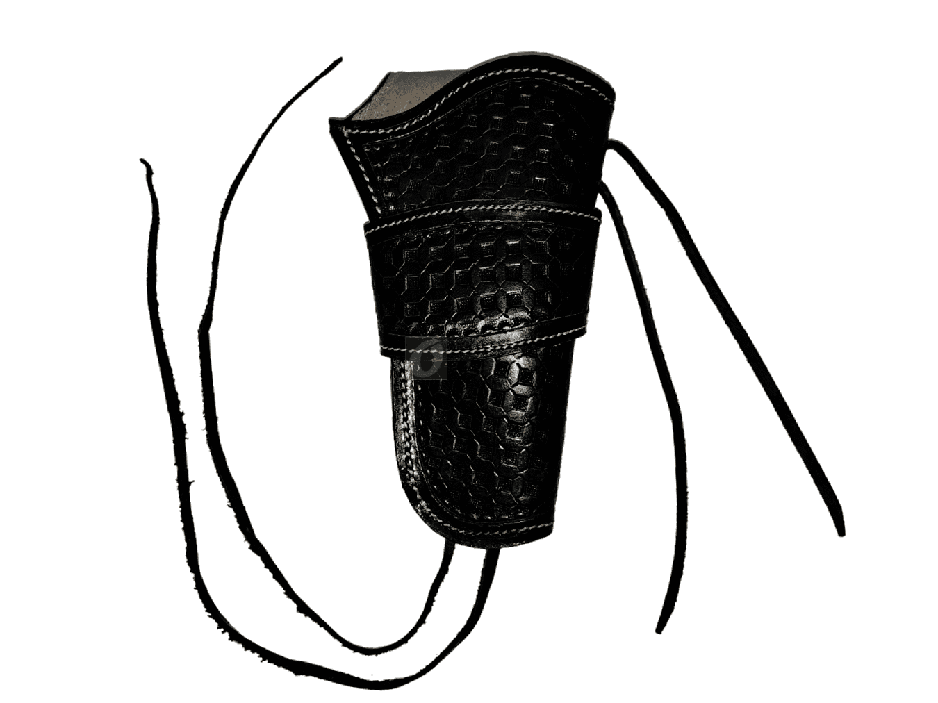Leather Holster Long Barrel Revolver Pistol Fit Waffle Tooled Black - Right Hand