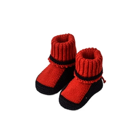 

Rotosw Newborn Boot First Walker Boots Knit Sock Slippers Comfortable Prewalker Slipper Booties Floor Lightweight Crib Shoes Red Black 4C