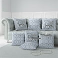 thumbnail image 2 of Antlered Garden Throw Pillow in Blue 16 x 16 with removable cover, 2 of 6