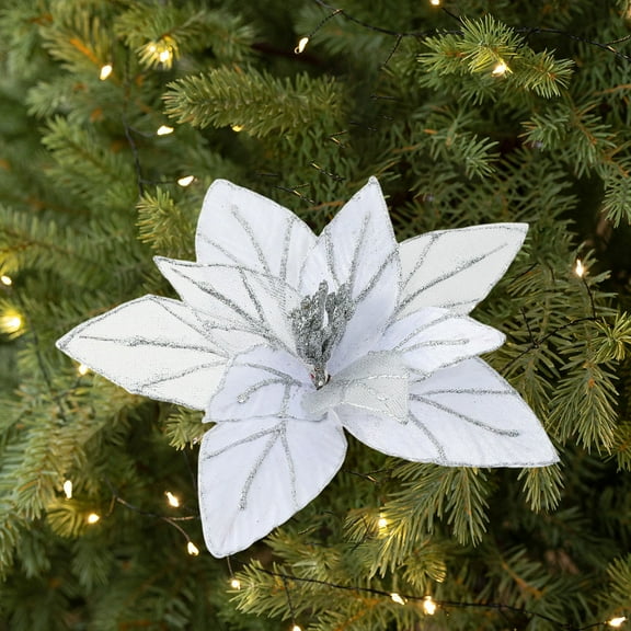 NWOKYZGH 1Pc Poinsettias Christmas Tree Flowers Artificial Christmas Floral Picks and Sprays Large Silk Flowers with Stems for Xmas Home Vase Table Centerpiece Garland Decor