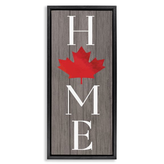 Stupell Industries Farmhouse Rustic Maple Leaf Home Black Floating Frame Canvas Art, 11 x 25, by Lil' Rue