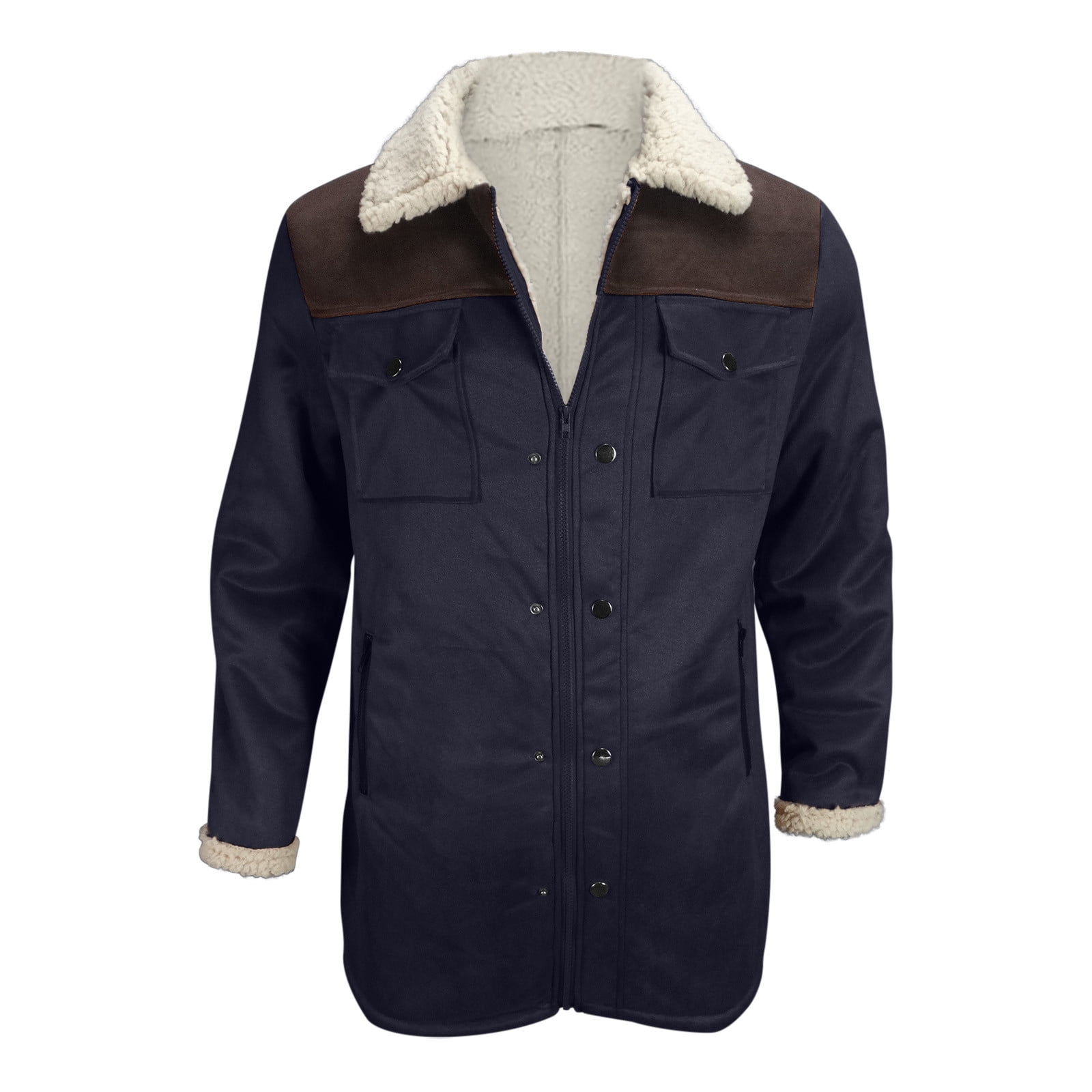 Miluxas Mens Faux Leather Jacket Cozy Sherpa Fleece Lined Bomber Jackets Winter Coat Suede Faux Fur Trench Coat