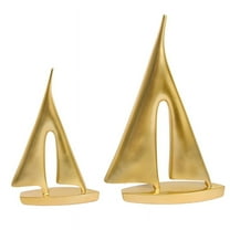Modern Sculptures Home Decor,Sailboat Decor Ornament,Boat Decorations Statue Decor,Art and Statues(2PCS)Gold
