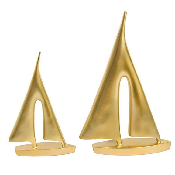 Modern Sculptures Home Decor,Sailboat Decor Ornament,Boat Decorations Statue Decor,Art and Statues(2PCS)Gold