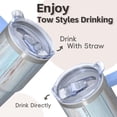 thumbnail image 4 of 20oz Insulated Stainless Steel Tumbler with Handle & Straw, Leak-Proof Travel Coffee Mug, Geometric Texture Double Wall Cup, 4 of 5
