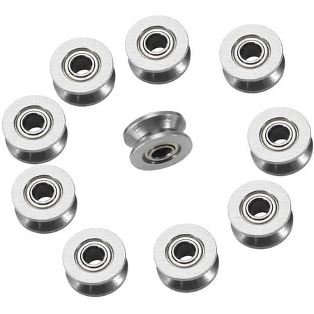 10pcs V624ZZ Miniature Steel V-groove Guide Pulley Rail Ball Bearing ...