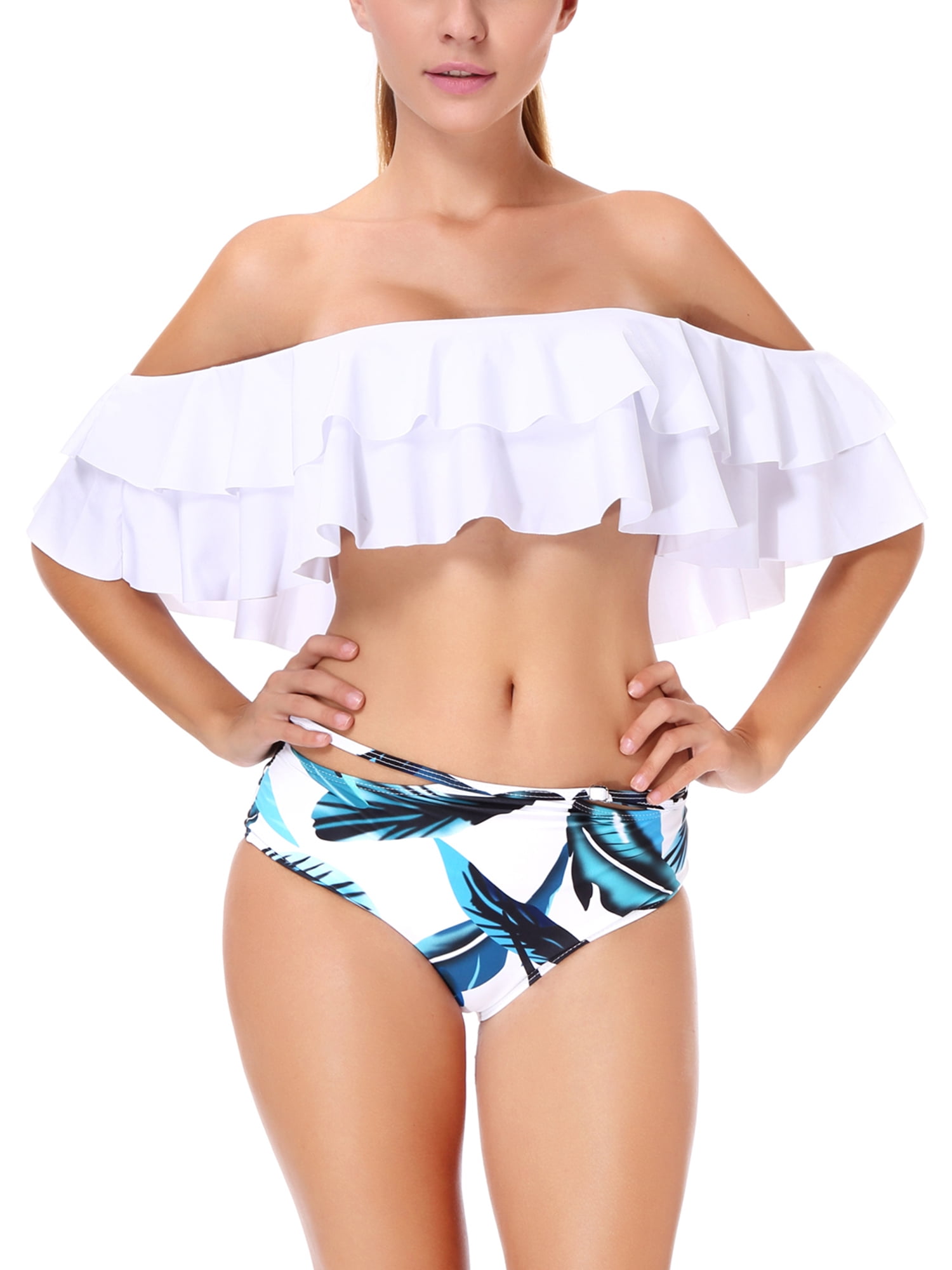 off the shoulder flounce swimsuit