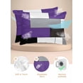 thumbnail image 2 of Purple Grey Pillow Cases Standard Size Set of 2, Smooth Satin Pillowcase for Hair and Skin, Modern Purple Geometric Decorative Cooling Bed Pillow Covers with Zipper, 20x26 Inches, 2 of 5