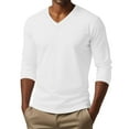 thumbnail image 2 of JGNGSHN Mens White Tee Shirts Long Sleeve V Neck Soft T Shirts Solid Color Stretch Basic Shirt, 2 of 7