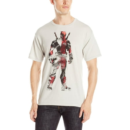 Turquoise Silver Mens Bracelets - Deadpool (Marvel Comics) Mens T-Shirt - Brushstroke Textured Standing Image (Large, Silver)