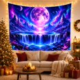thumbnail image 3 of Magenta Moon Above a Cosmic Waterfall, Dreamy Fantasy for Space Lovers, Galaxy Landscape Wall Art, Housewarming Gift, Tapestry Wall Hanging for Bedroom, Living Room and Gaming Room, 3 of 7