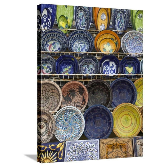 Tunisian Pottery, Port El Kantaoui, Tunisia, World Culture Stretched Canvas Wall Art by Walter Bibikow Sold by Art.Com