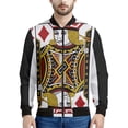 thumbnail image 3 of Chaqueta con estampado de naipes para hombre, chaqueta con cremallera y estampado 3D de póquer, informal, holgada, con cremallera, estilo bomber, 3 of 5