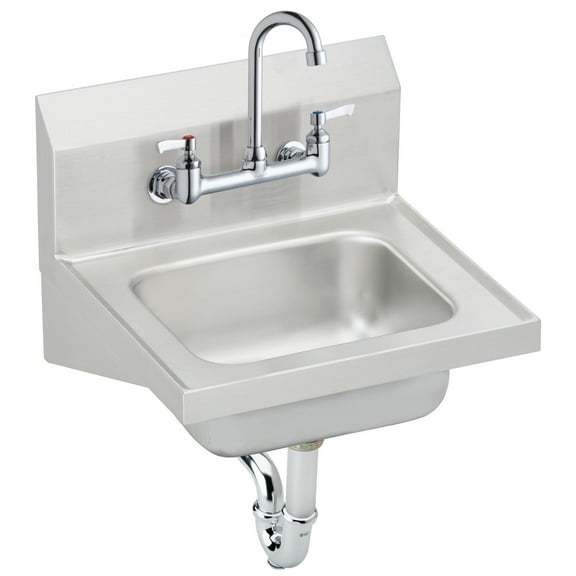 Elkay Stainless Steel 16-3/4" x 15-1/2" x 13", Single Bowl Wall Hung Handwash Sink Kit Buffed Satin