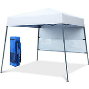 10x10Ft Compact Lightweight Backpack Canopy Sun Protection Pop-Up Shelter Slant Leg Beach Tent(White)