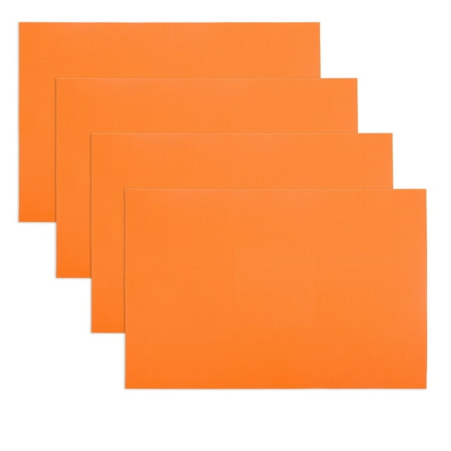 Aspire 4 Pcs Ensemble de Table Isolant Décoratif en PVC, Tapis de Table Lavables-Orange