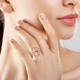 thumbnail image 3 of LUXORO AAA Morganite White Diamond Oval 10K Rose Gold Flower Ring for Women Jewelry Size 6 Ct 3.66 G-H Color I3 Clarity Birthday Christmas Gifts, 3 of 8