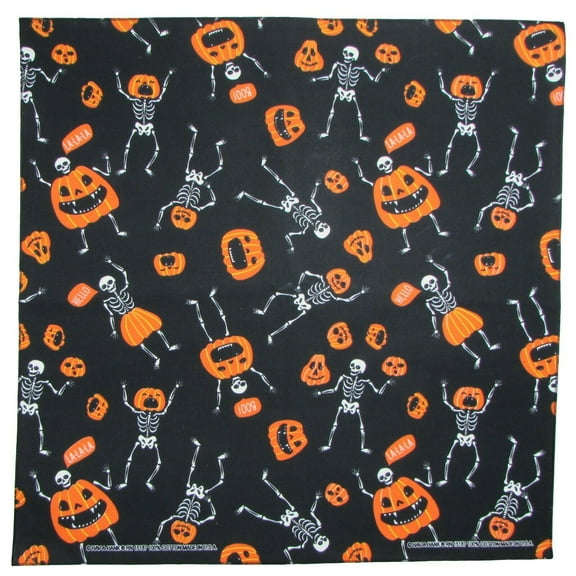 MTL Halloween Skeletons Jack O Lantern Pumpkins Cotton Bandana USA Made