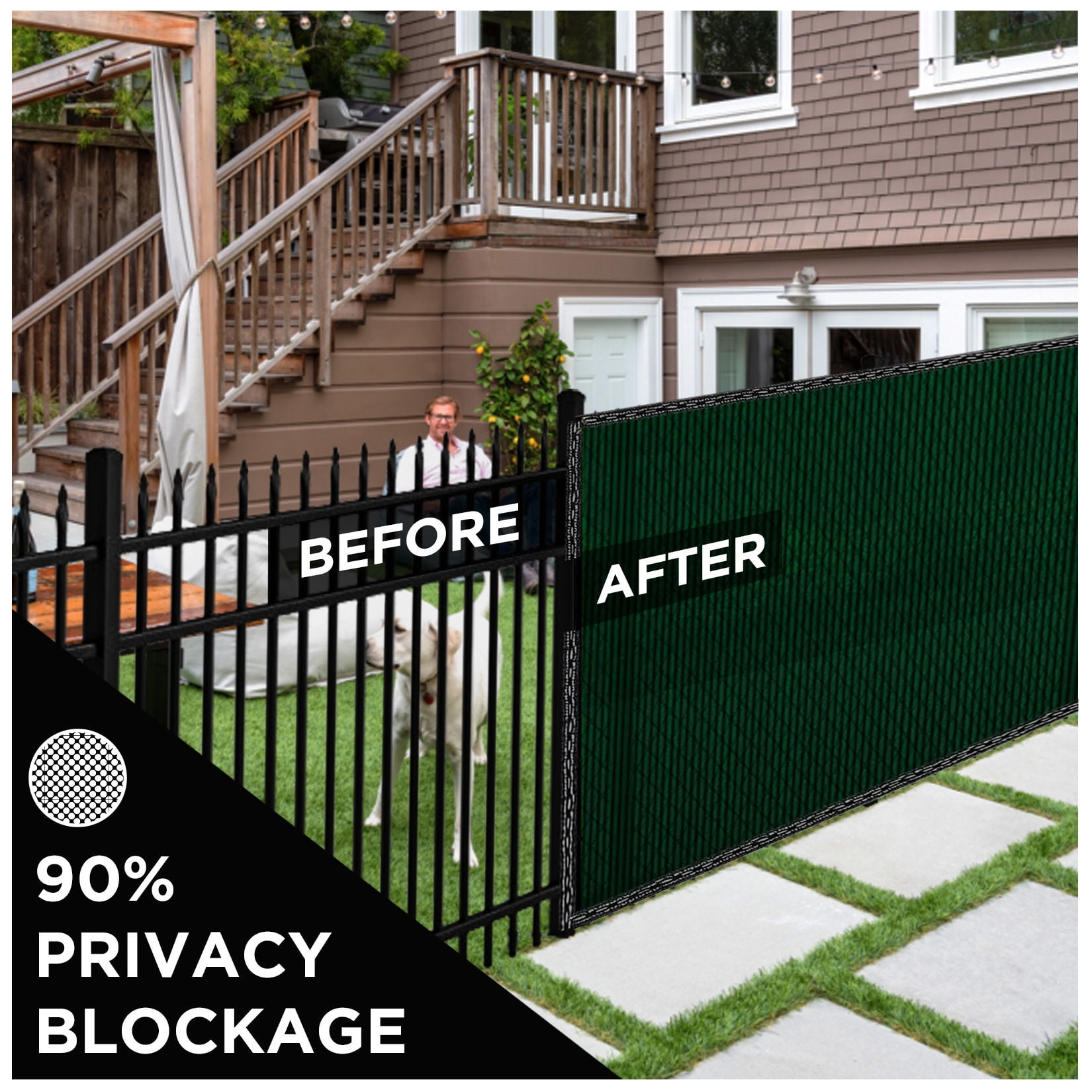 BOEN Privacy Fence Screen Netting, 10 ft x 150 ft, Green, Woven Eyelets, Construction Fence Screen