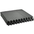 thumbnail image 2 of Philosophy Gym Pack of 6 Exercise Flooring Mats - 24 x 24 Inch Foam Rubber Interlocking Puzzle Floor Tiles - Black, 2 of 7