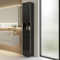 thumbnail image 2 of DIYART High Glossy Slim Bathroom Cabinet. 71" Tall Storage Cabinet with Drawer and Adjustable Shelves, Narrow Linen Cabinet for Bathroom, Laundry, and Living Room, Black, 2 of 7