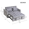 thumbnail image 4 of BSHTI 52.75-inch Pull-out Sleeper Sofa Bed, Velvet Upholstery, 3-Angle Adjustable Backrest, Storage Side Pocket, Twin-Size Loveseat Futon Sofa, Silver Gray, 4 of 15